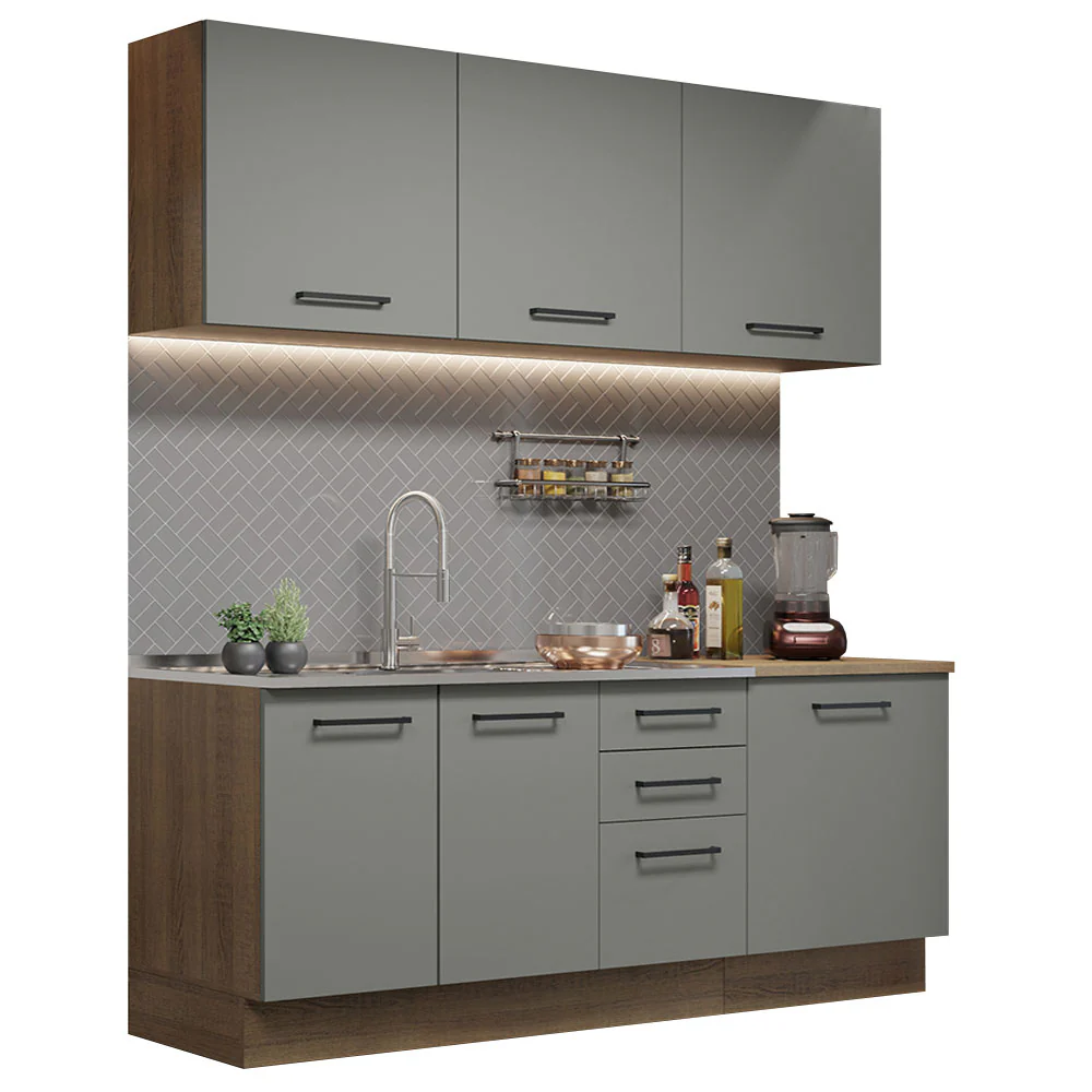 Armário de Cozinha Compacta 180cm Rustic Cinza Agata Madesa 01 - Image 2