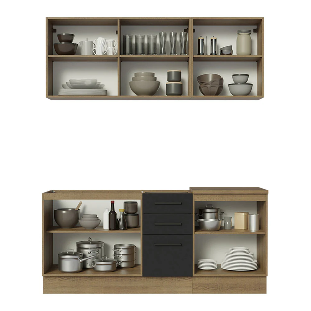 Armário de Cozinha Compacta 180cm Rustic Preto Agata Madesa 01 - Image 12
