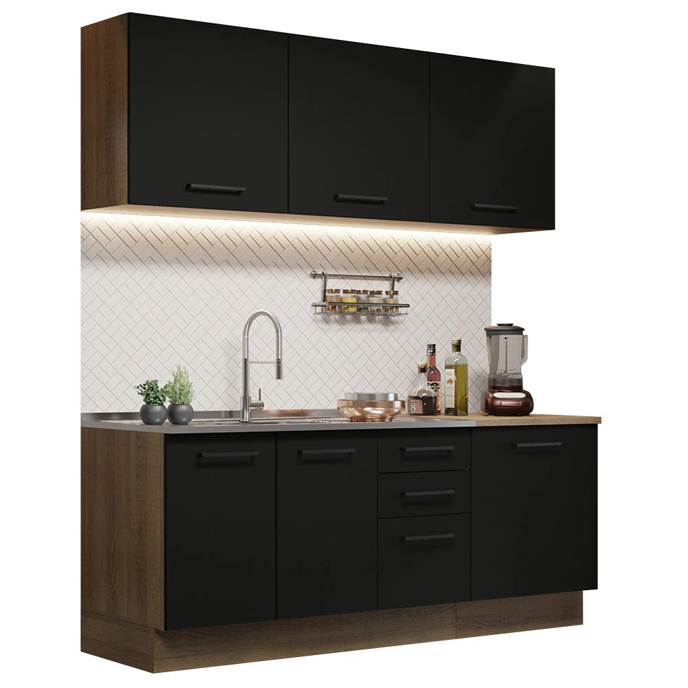Armário de Cozinha Compacta 180cm Rustic Preto Agata Madesa 01 - Image 2