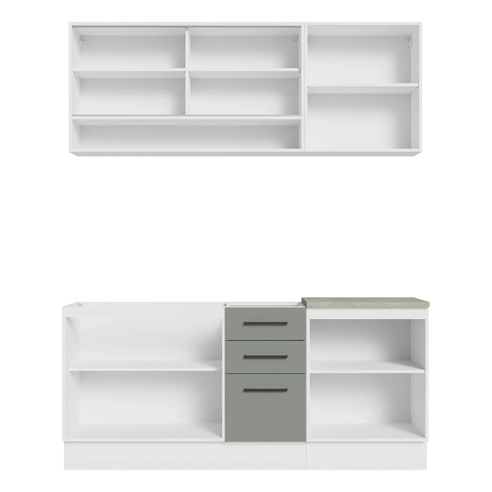 Armário de Cozinha Compacta 180cm Branco Cinza Agata Madesa 02 - Image 11