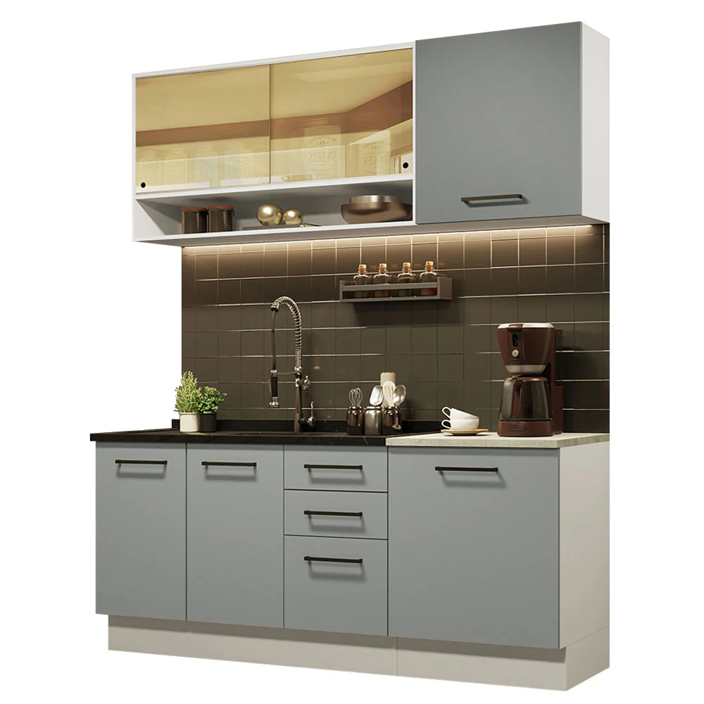 Armário de Cozinha Compacta 180cm Branco Cinza Agata Madesa 02 - Image 2