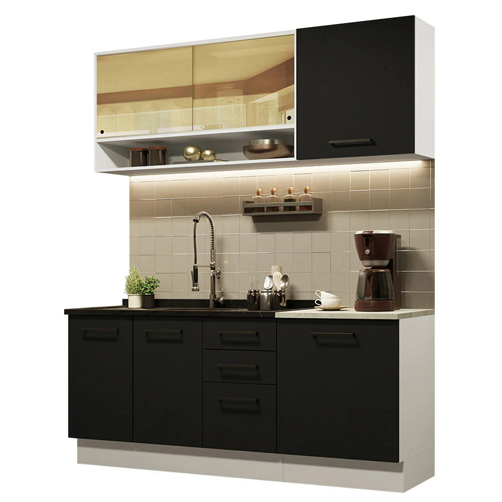 Armário de Cozinha Compacta 180cm Branco Preto Agata Madesa 02 - Image 2