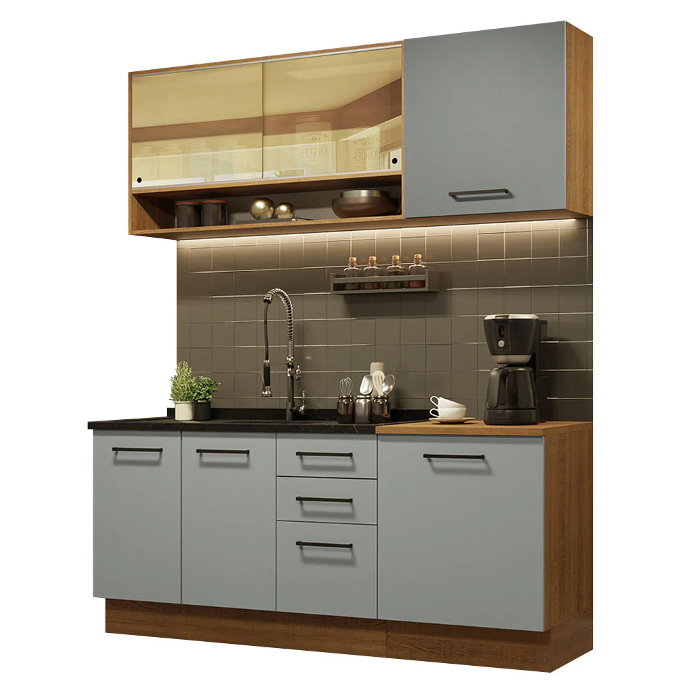 Armário de Cozinha Compacta 180cm Rustic Cinza Agata Madesa 02 - Image 2