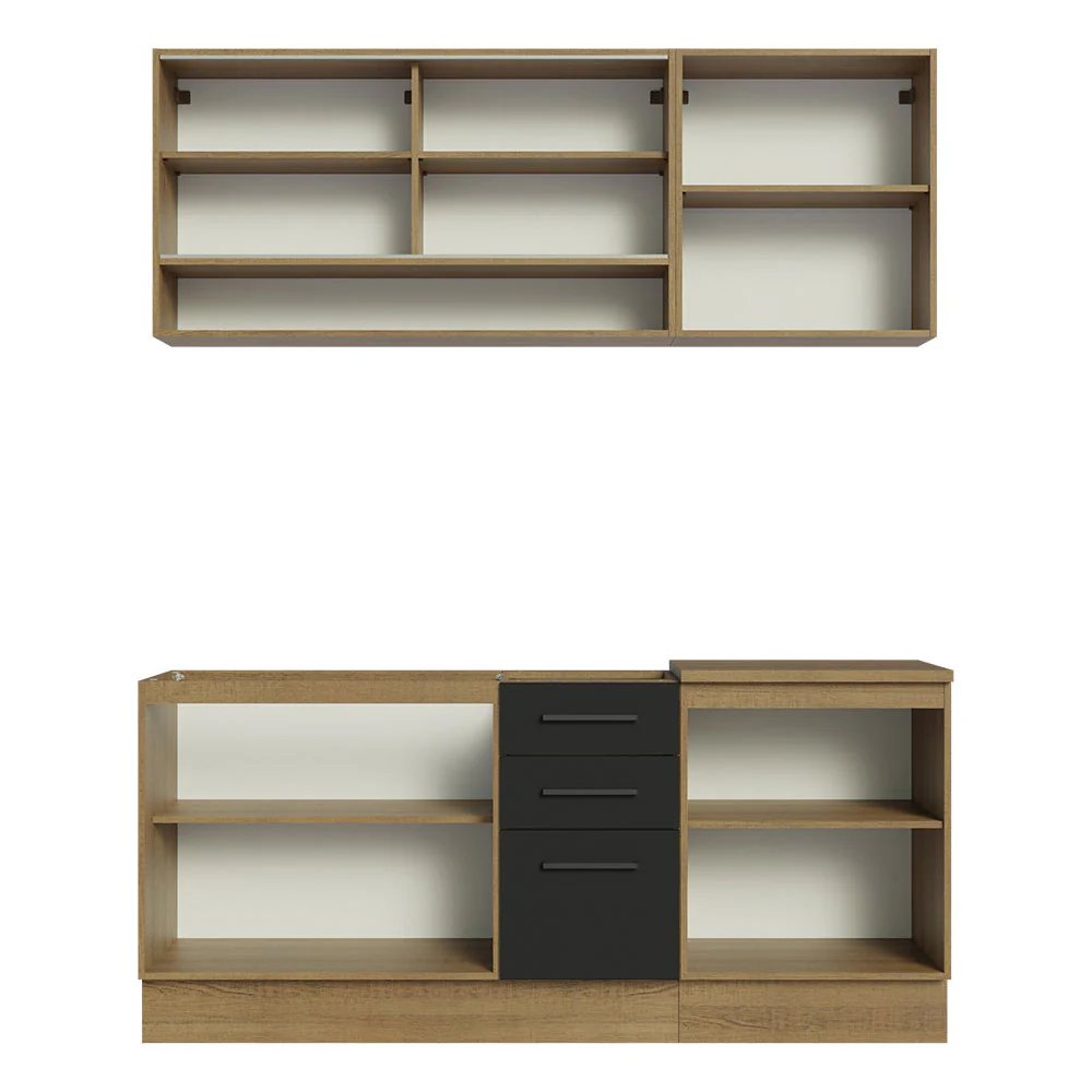 Armário de Cozinha Compacta 180cm Rustic Preto Agata Madesa 02 - Image 11