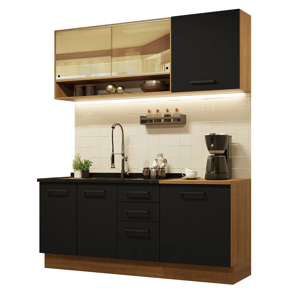 Armário de Cozinha Compacta 180cm Rustic Preto Agata Madesa 02 - Image 2