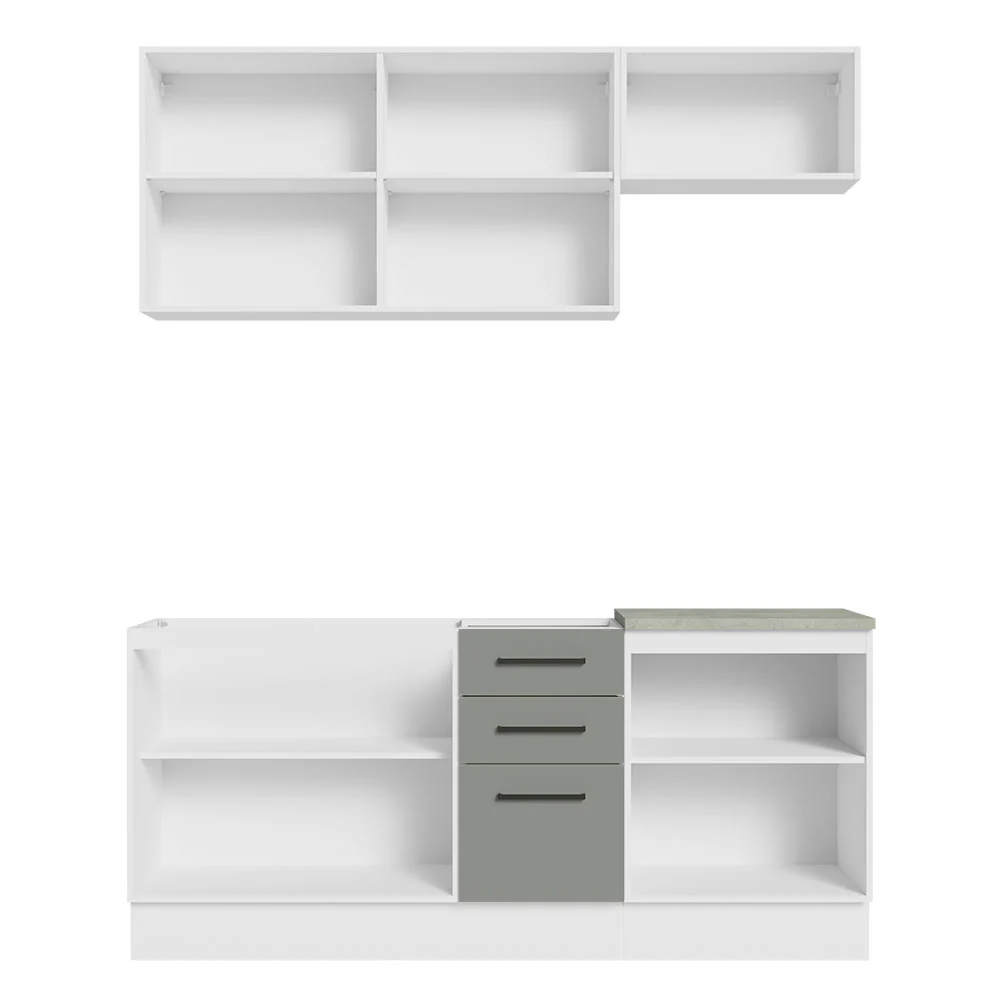 Armário de Cozinha Compacta 180cm Branco Cinza Agata Madesa 03 - Image 11