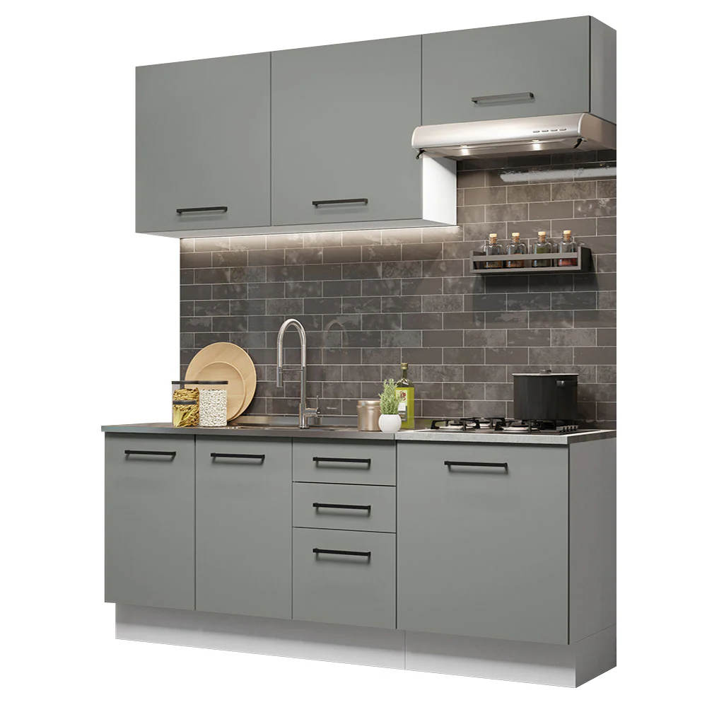 Armário de Cozinha Compacta 180cm Branco Cinza Agata Madesa 03 - Image 2