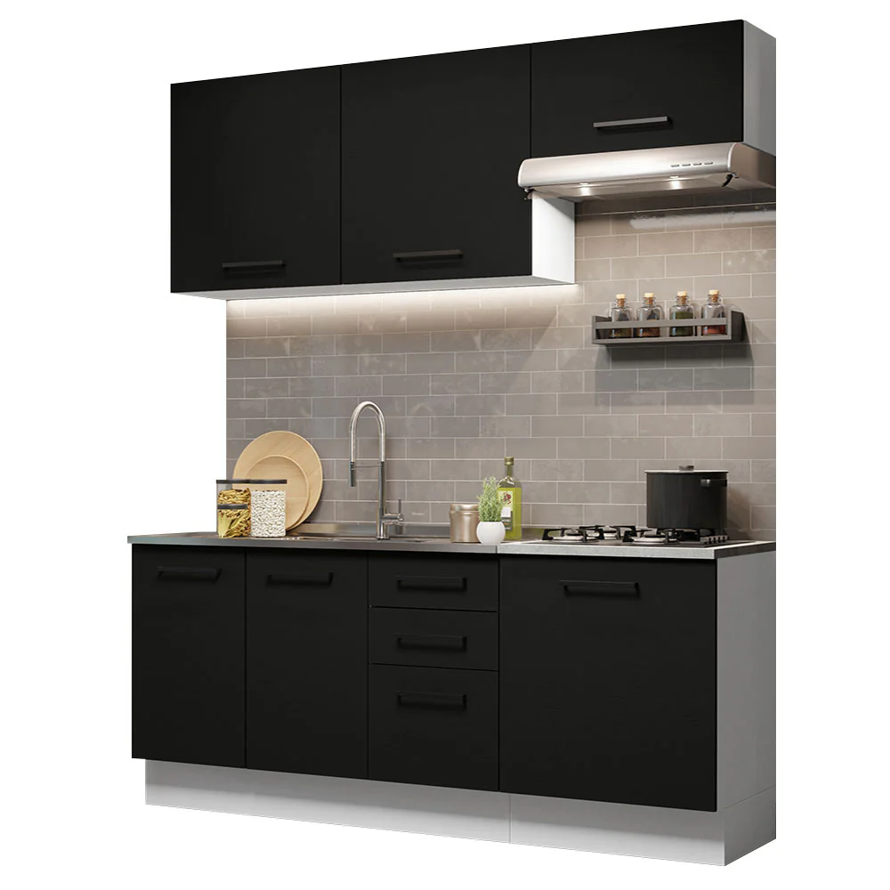 Armário de Cozinha Compacta 180cm Branco Preto Agata Madesa 03 - Image 2