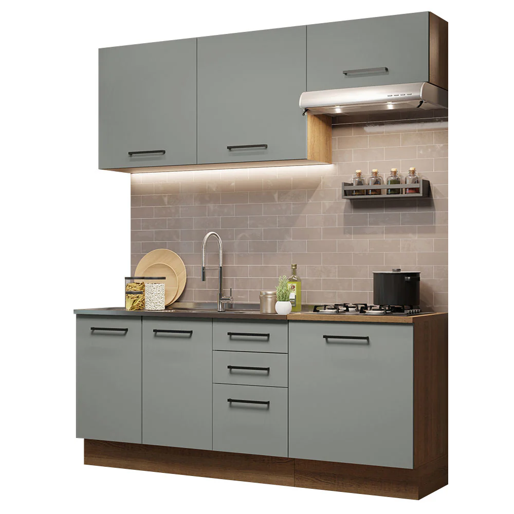 Armário de Cozinha Compacta 180cm Rustic Cinza Agata Madesa 03 - Image 2