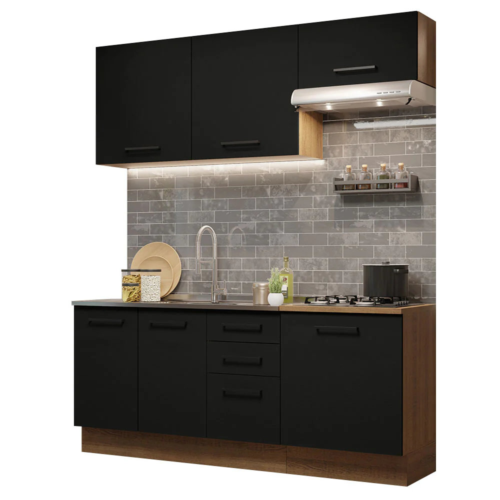 Armário de Cozinha Compacta 180cm Rustic Preto Agata Madesa 03 - Image 2