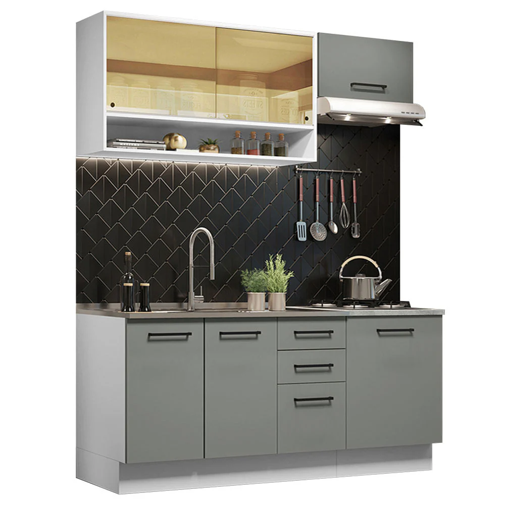 Armário de Cozinha Compacta 180cm Branco Cinza Agata Madesa 04 - Image 2