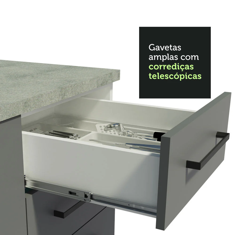 Armário de Cozinha Compacta 180cm Branco Cinza Agata Madesa 04 - Image 5