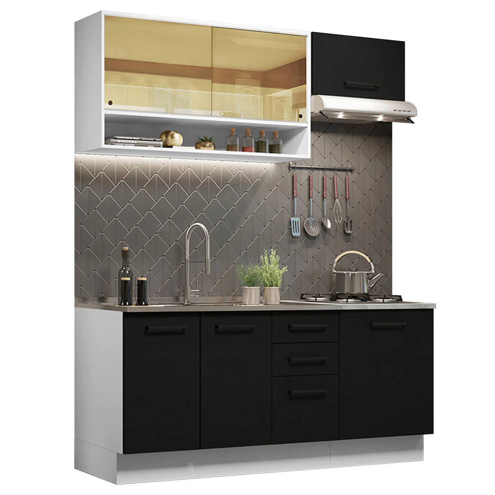 Armário de Cozinha Compacta 180cm Branco Preto Agata Madesa 04 - Image 2