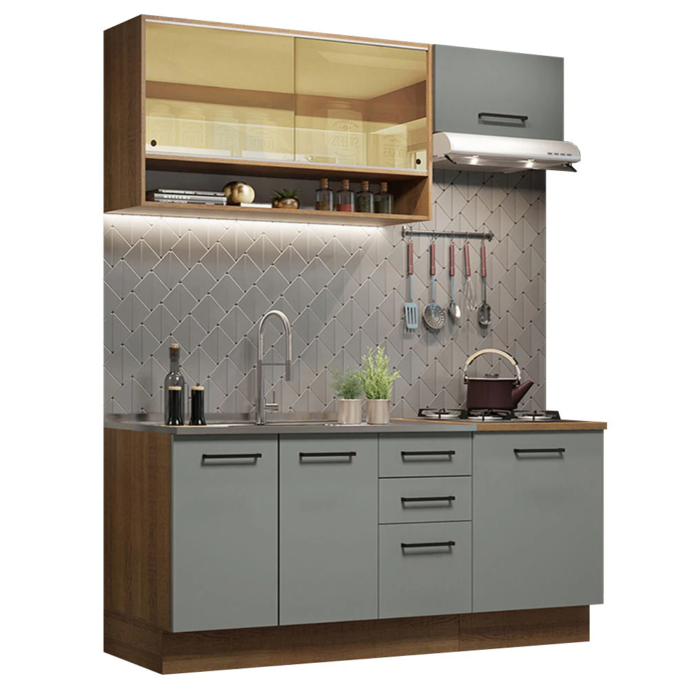 Armário de Cozinha Compacta 180cm Rustic Cinza Agata Madesa 04 - Image 2