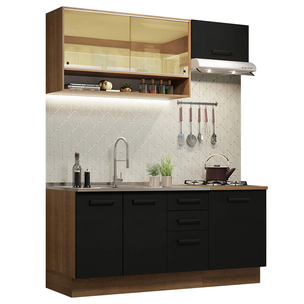 Armário de Cozinha Compacta 180cm Rustic Preto Agata Madesa 04 - Image 2
