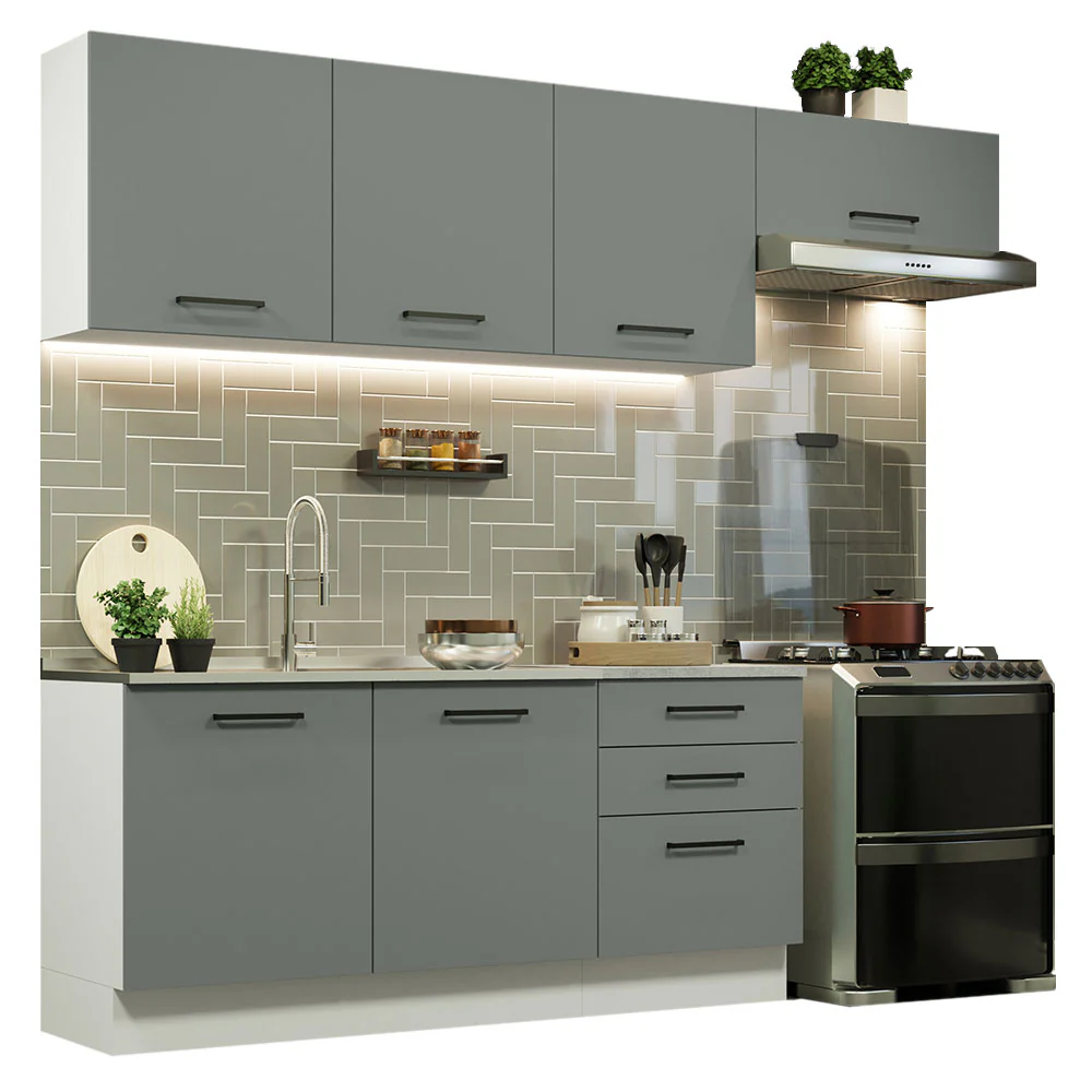 Armário de Cozinha Completa 260cm Branco Cinza Agata Madesa 02 - Image 2