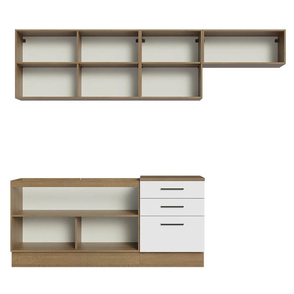 Armário de Cozinha Completa 260cm Rustic Branco Agata Madesa 02 - Image 11