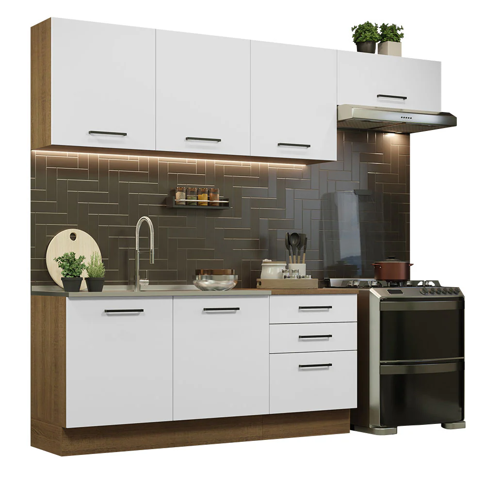 Armário de Cozinha Completa 260cm Rustic Branco Agata Madesa 02 - Image 2