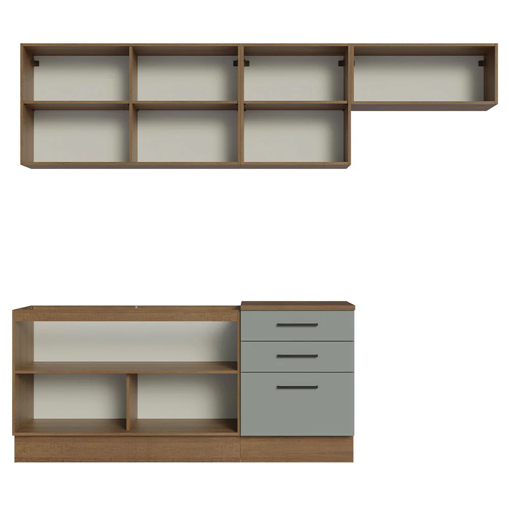 Armário de Cozinha Completa 260cm Rustic Cinza Agata Madesa 02 - Image 11