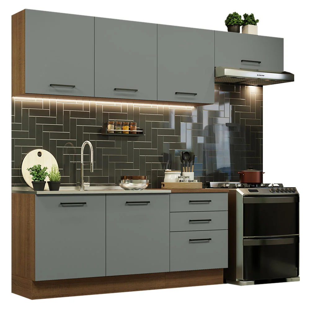 Armário de Cozinha Completa 260cm Rustic Cinza Agata Madesa 02 - Image 2