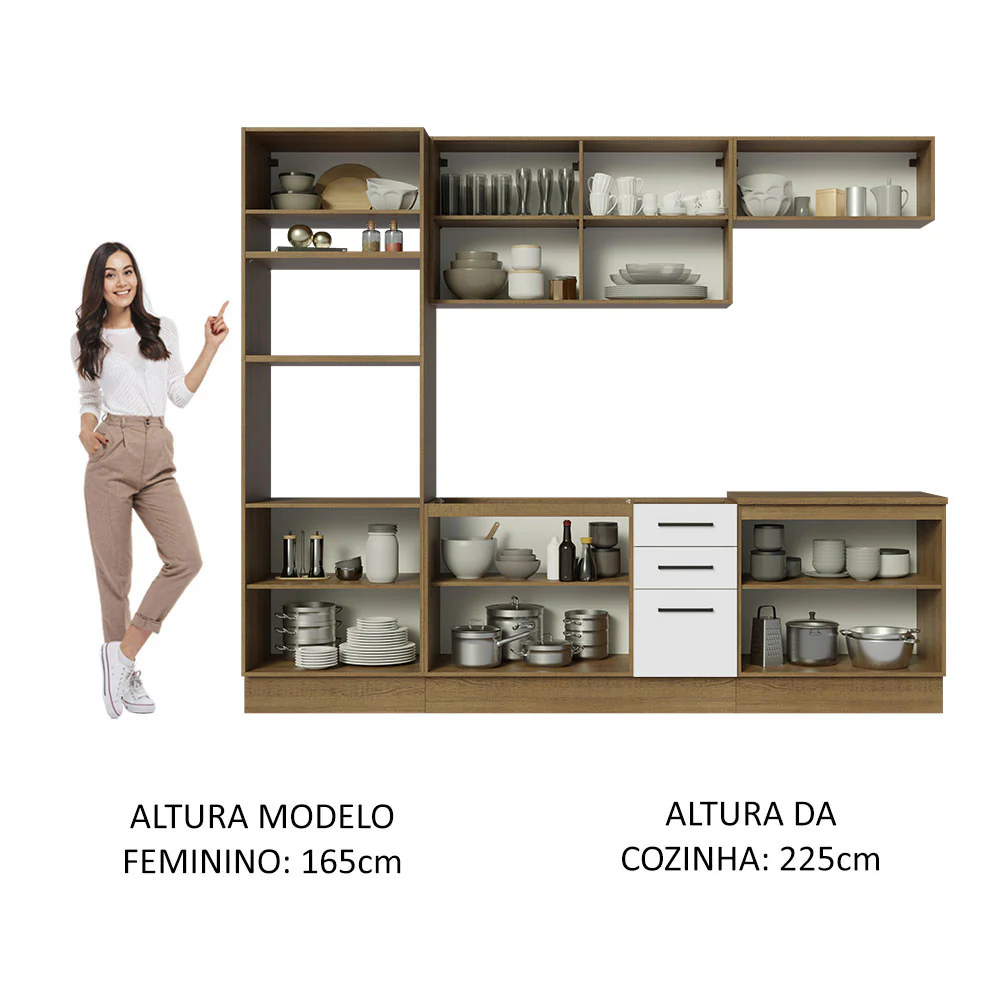 Armário de Cozinha Completa 270cm Rustic/Branco Agata Madesa 01 - Image 5