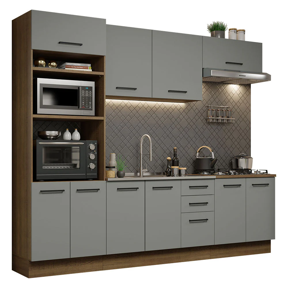 Armário de Cozinha Completa 270cm Rustic/Cinza Agata Madesa 01 - Image 2
