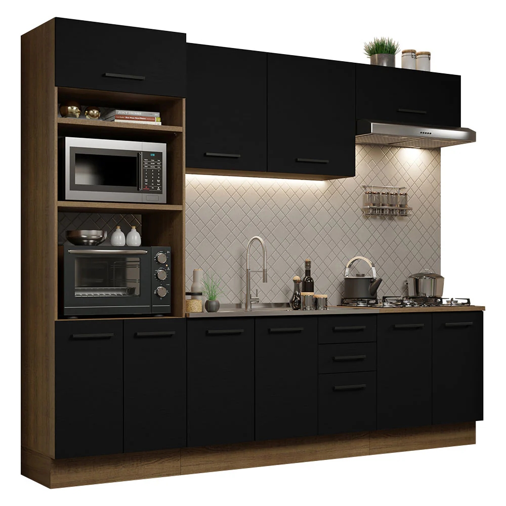 Armário de Cozinha Completa 270cm Rustic/Preto Agata Madesa 01 - Image 2