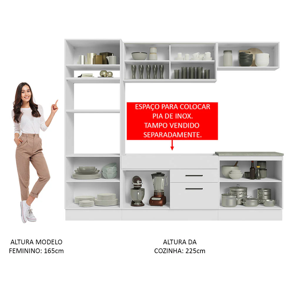 Armário de Cozinha Completa 270cm Branco Agata Madesa 03 - Image 5
