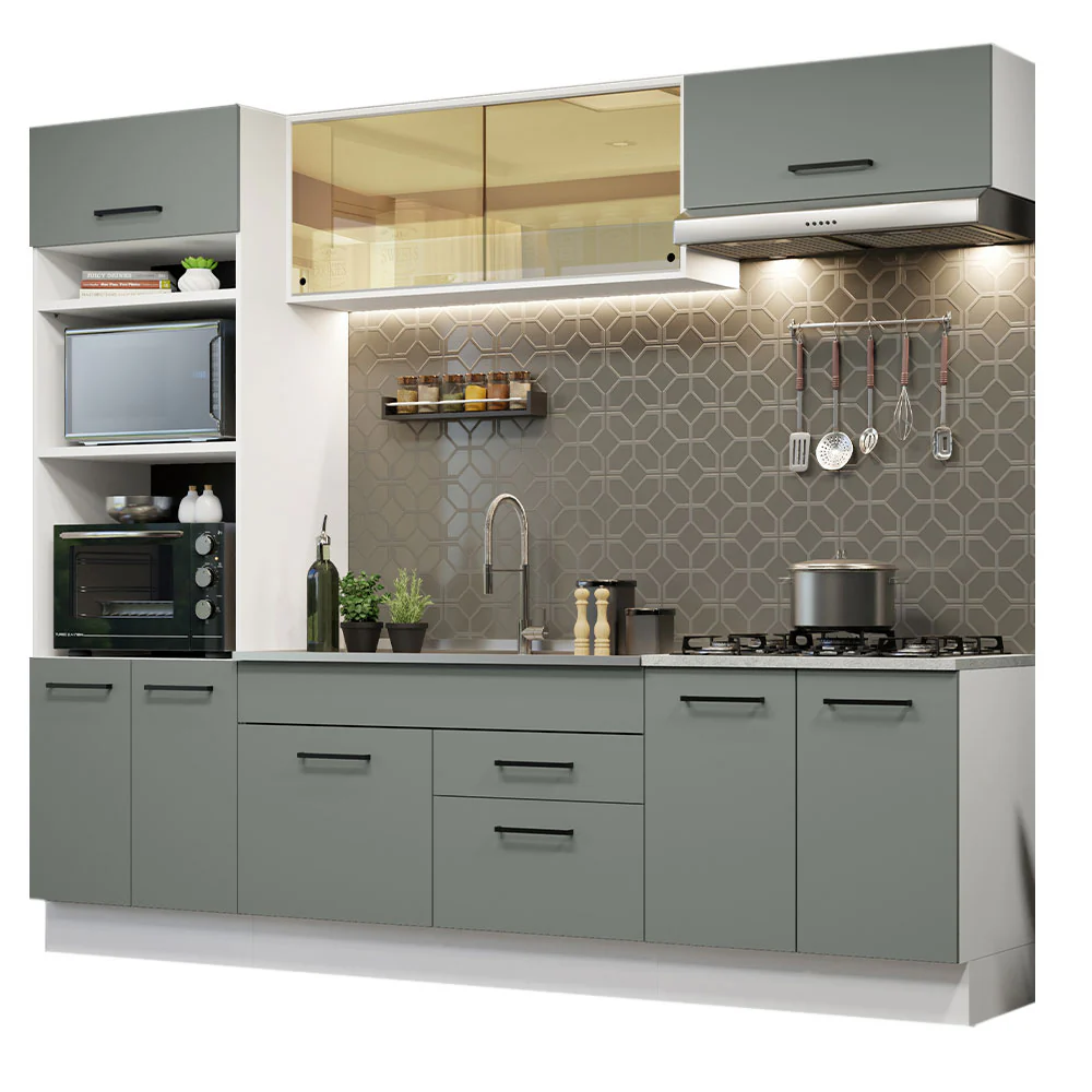 Armário de Cozinha Completa 270cm Branco Cinza Agata Madesa 03 - Image 2