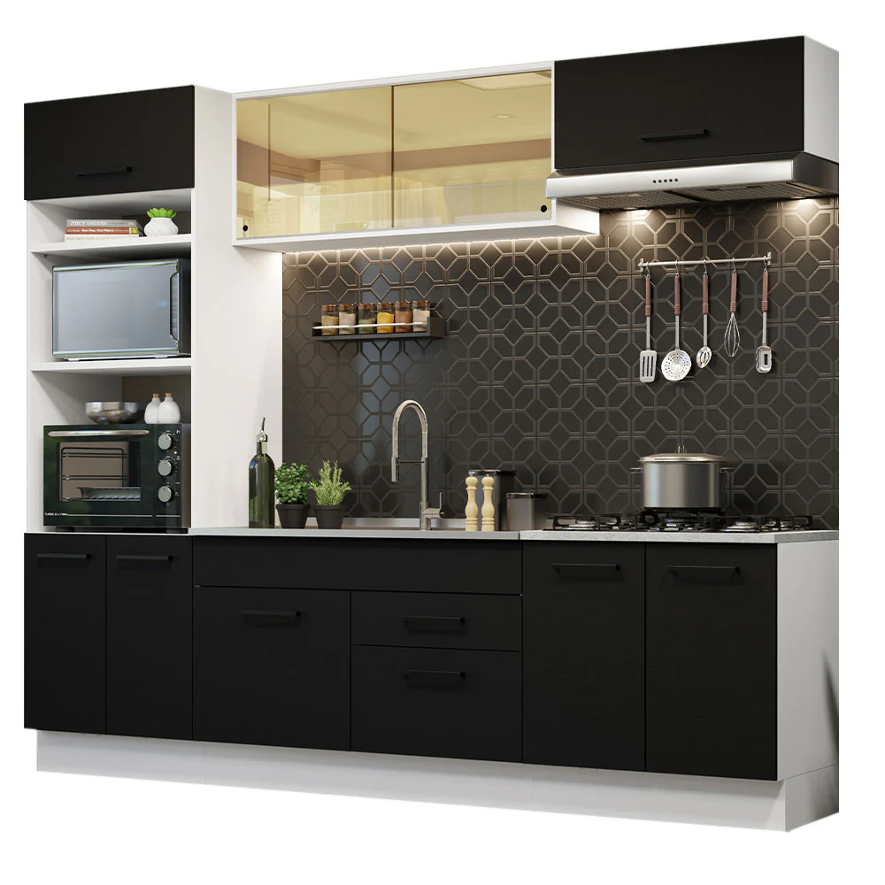 Armário de Cozinha Completa 270cm Branco Preto Agata Madesa 03 - Image 2