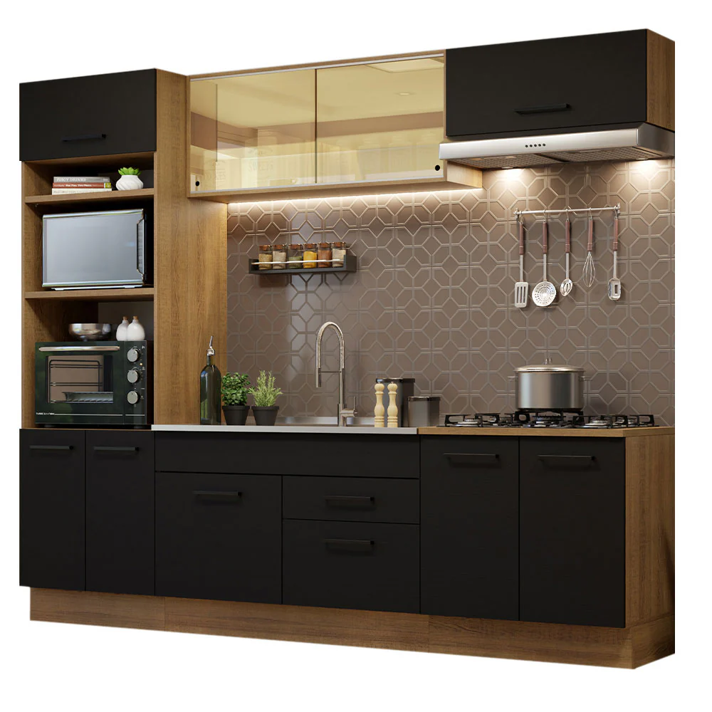 Armário de Cozinha Completa 270cm Rustic Preto Agata Madesa 03 - Image 2