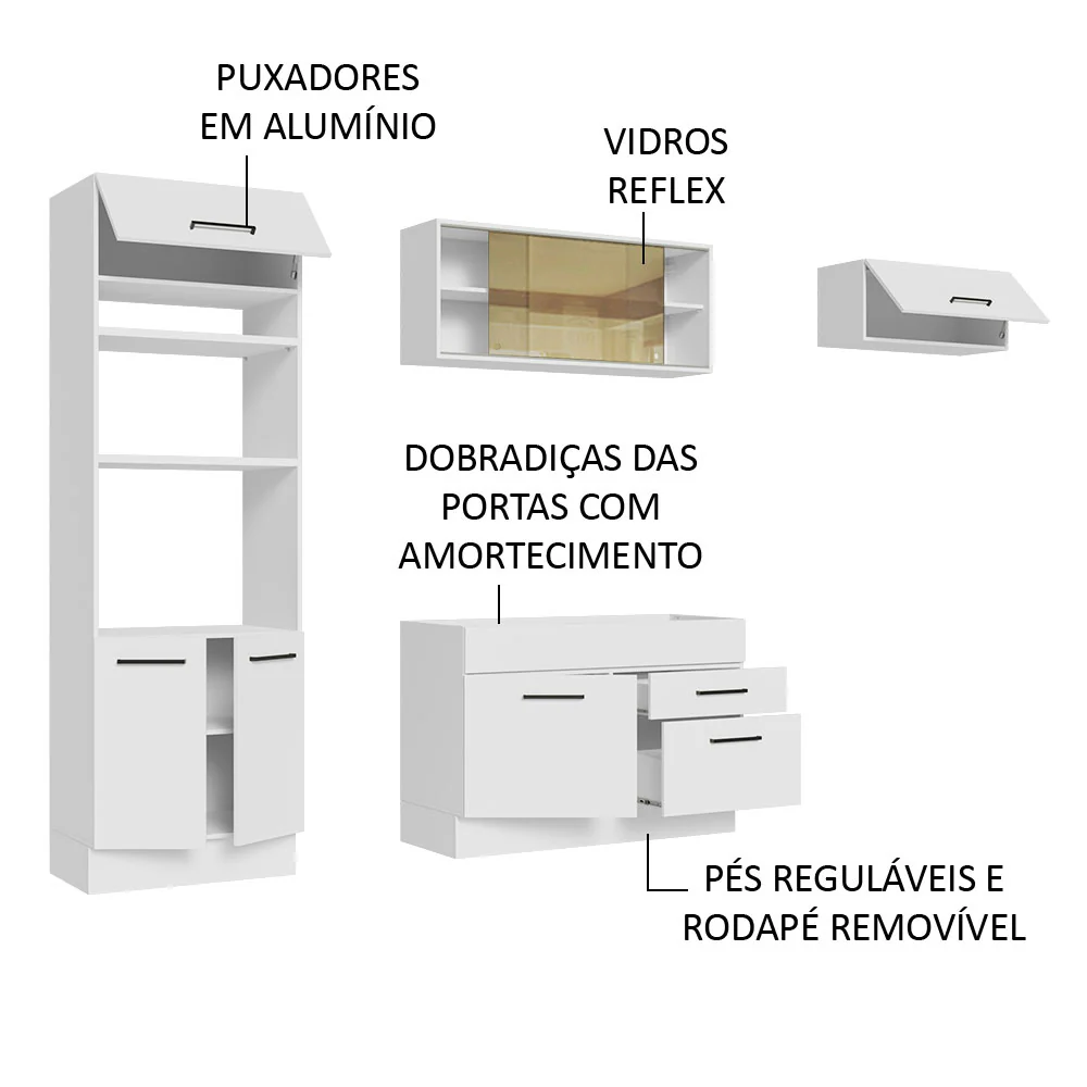 Armário de Cozinha Completa 270cm Branco Agata Madesa 04 - Image 4