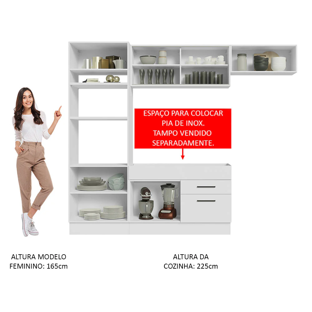Armário de Cozinha Completa 270cm Branco Agata Madesa 04 - Image 5