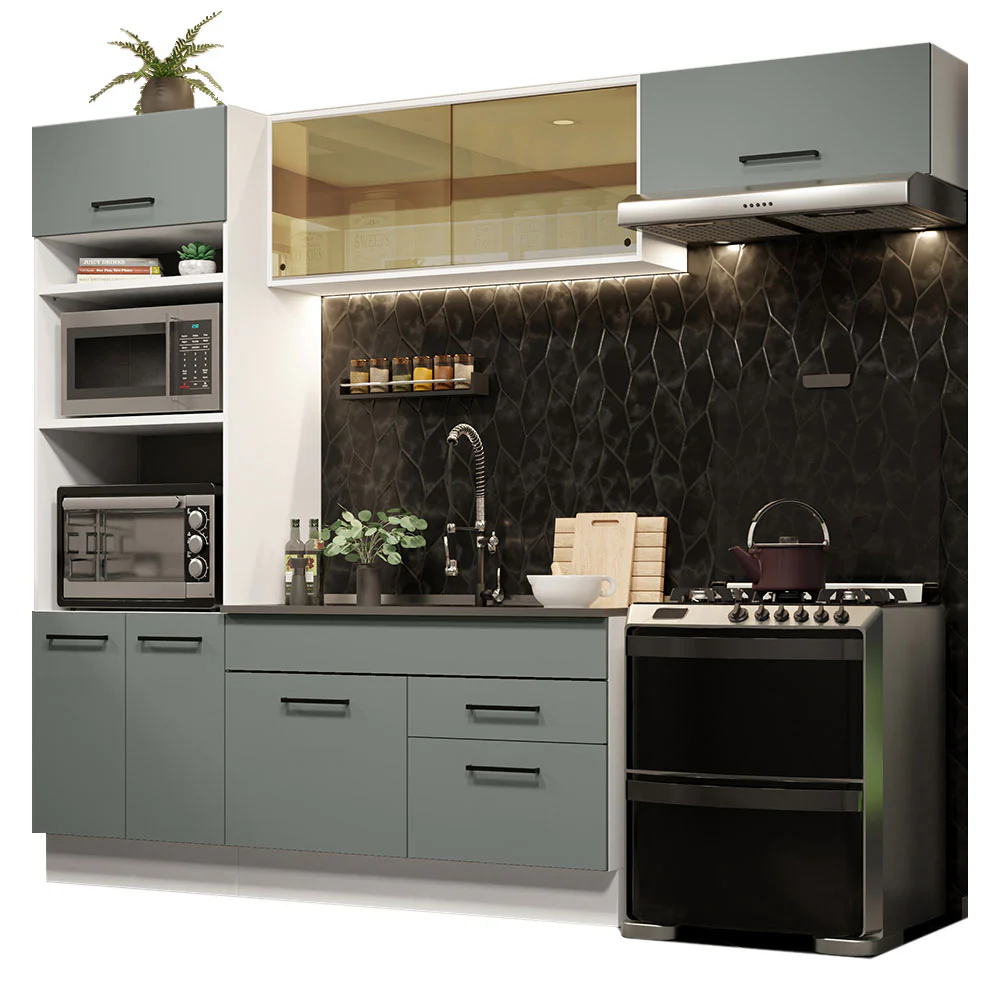 Armário de Cozinha Completa 270cm Branco Cinza Agata Madesa 04 - Image 2