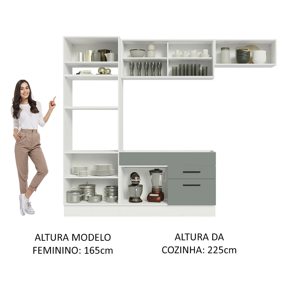 Armário de Cozinha Completa 270cm Branco Cinza Agata Madesa 04 - Image 5