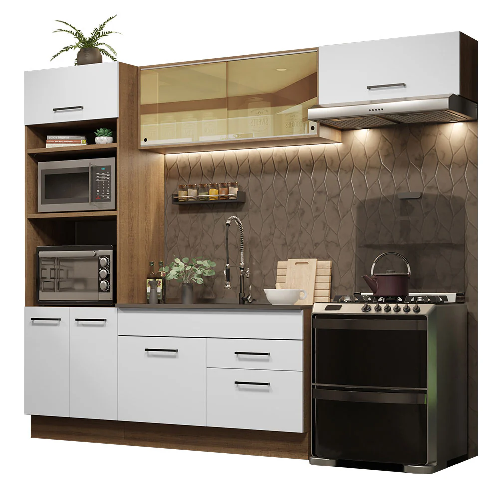 Armário de Cozinha Completa 270cm Rustic Branco Agata Madesa 04 - Image 2