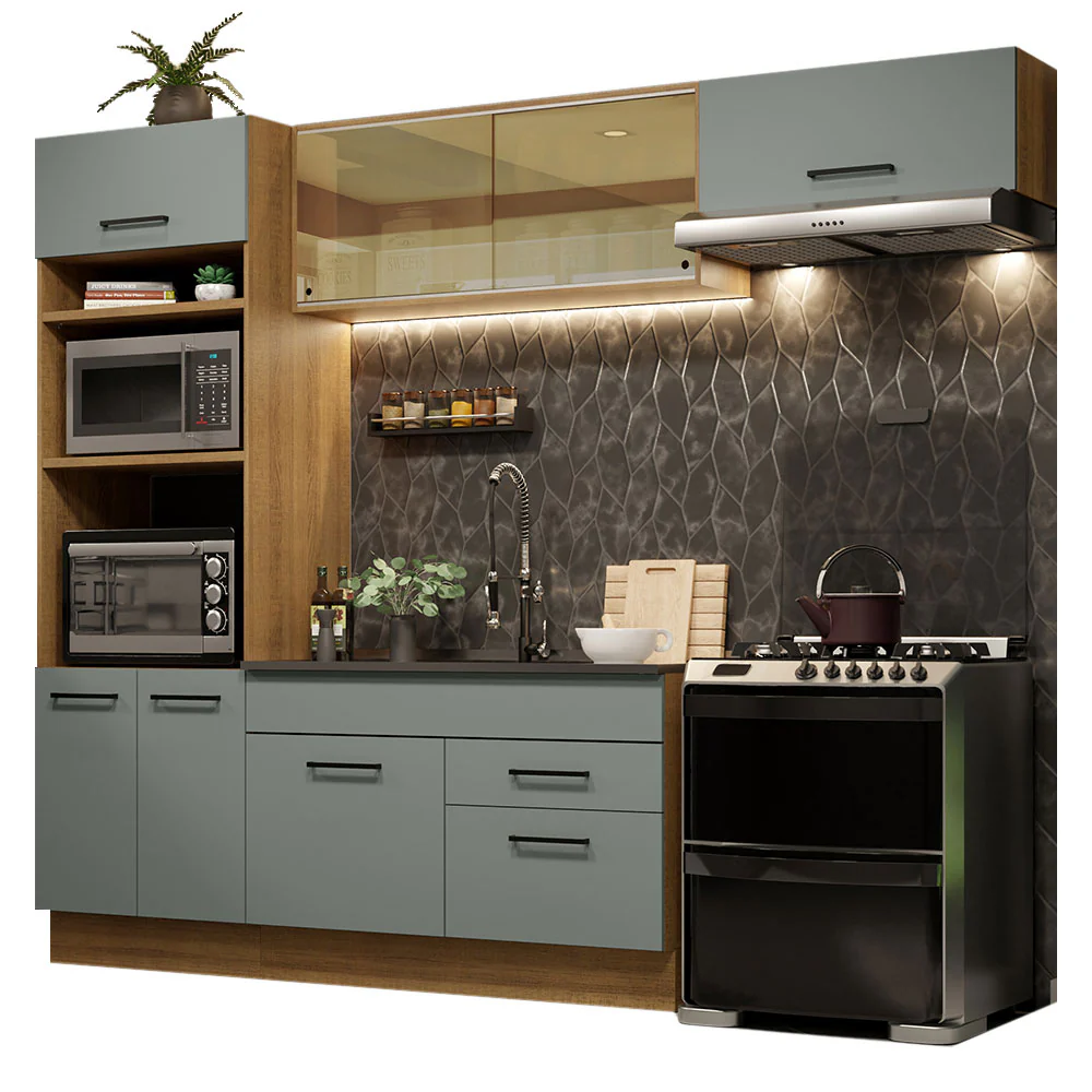 Armário de Cozinha Completa 270cm Rustic Cinza Agata Madesa 04 - Image 2