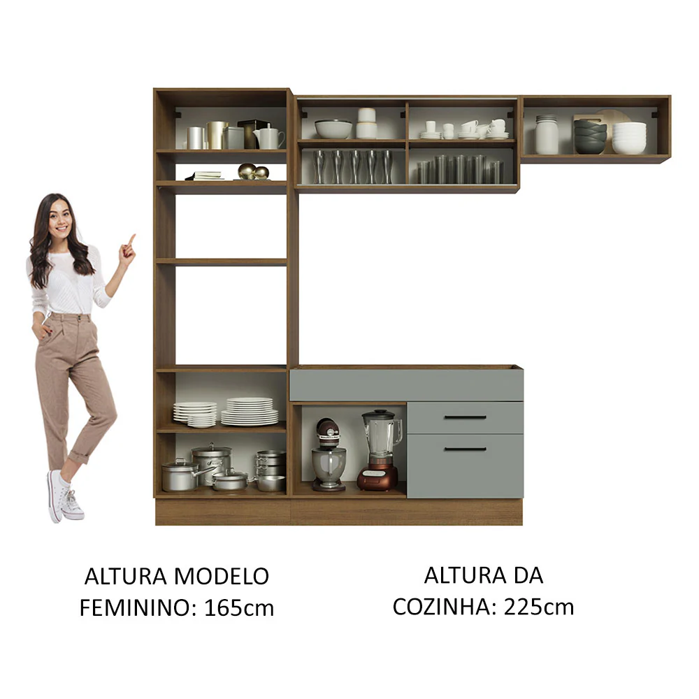 Armário de Cozinha Completa 270cm Rustic Cinza Agata Madesa 04 - Image 5