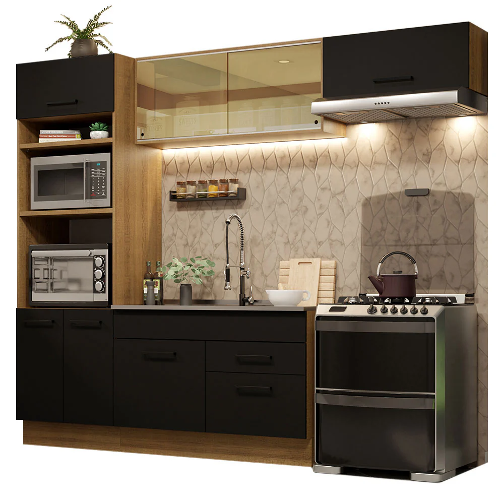 Armário de Cozinha Completa 270cm Rustic Preto Agata Madesa 04 - Image 2