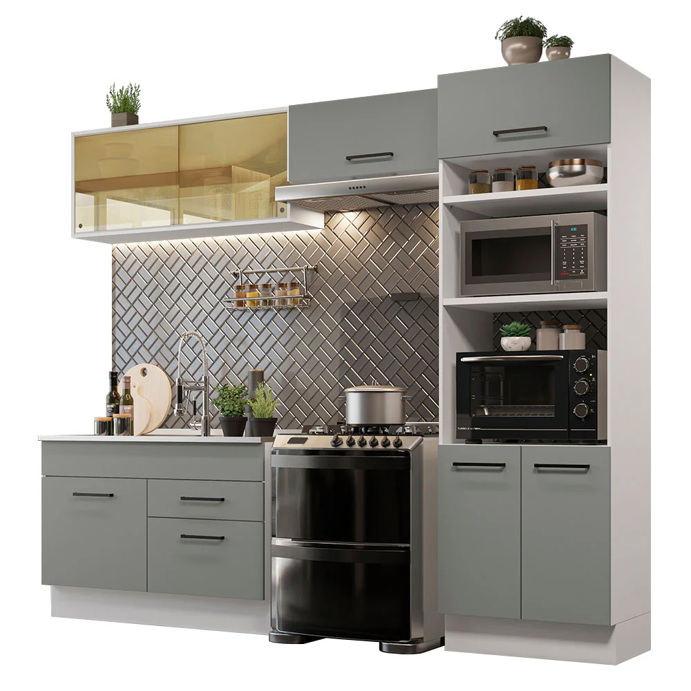 Armário de Cozinha Completa 270cm Branco/Cinza Agata Madesa 05 - Image 2