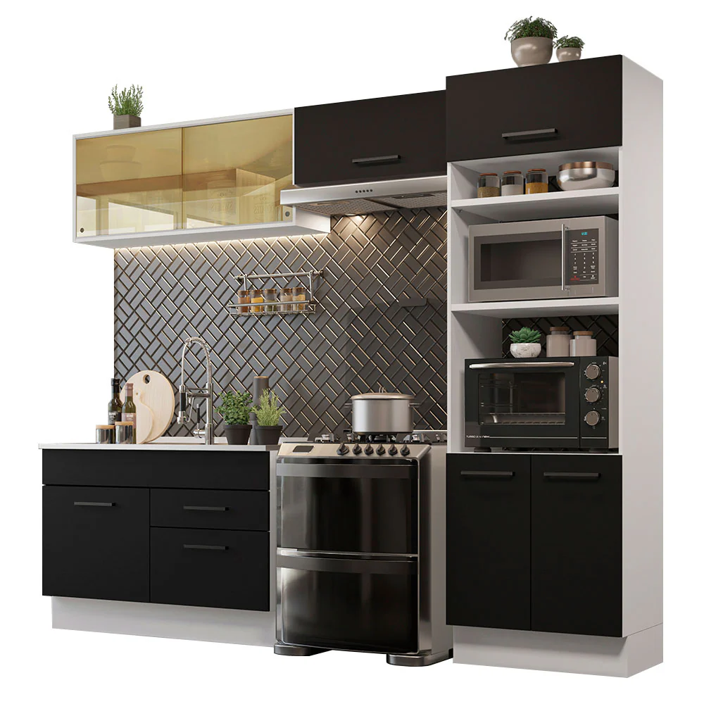 Armário de Cozinha Completa 270cm Branco/Preto Agata Madesa 05 - Image 2