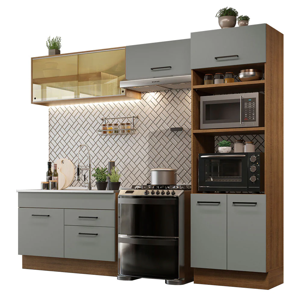 Armário de Cozinha Completa 270cm Rustic/Cinza Agata Madesa 05 - Image 2