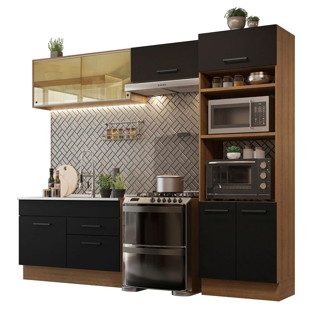 Armário de Cozinha Completa 270cm Rustic/Preto Agata Madesa 05 - Image 2