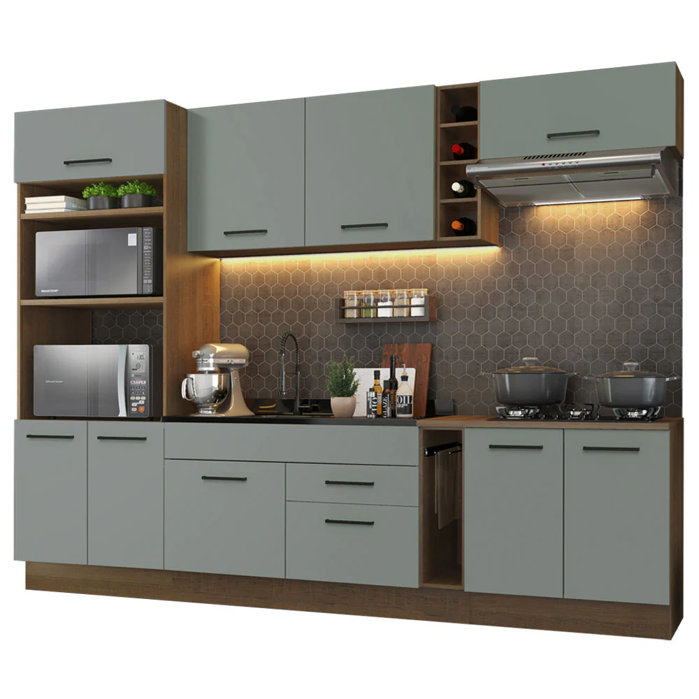 Armário de Cozinha Completa 290cm Rustic/Cinza Agata Madesa 01 - Image 2