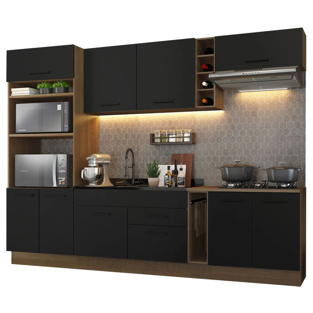 Armário de Cozinha Completa 290cm Rustic/Preto Agata Madesa 01 - Image 2