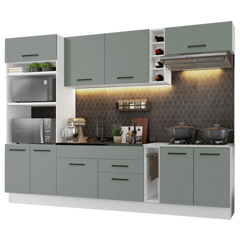 Armário de Cozinha Completa 290cm Branco/Cinza Agata Madesa 02 - Image 2