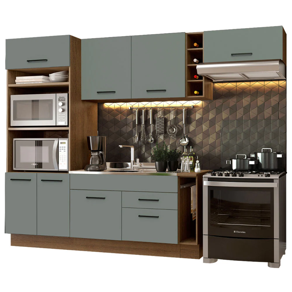 Armário de Cozinha Completa 290cm Rustic/Cinza Agata Madesa 02 - Image 2