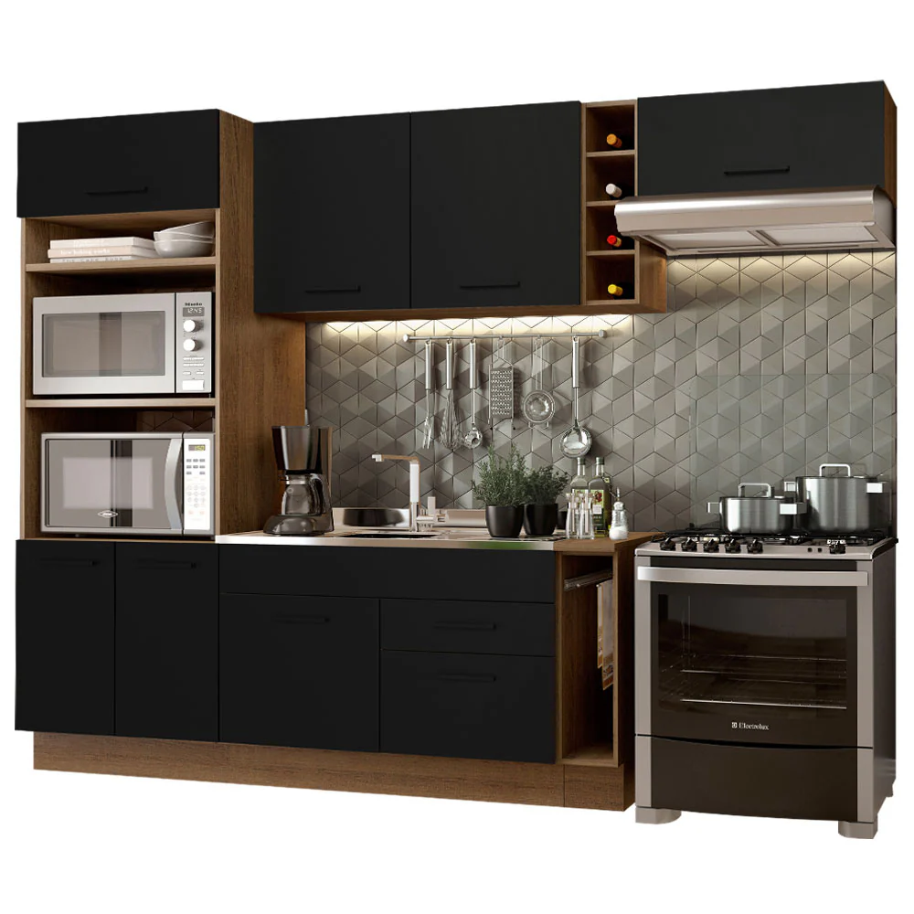 Armário de Cozinha Completa 290cm Rustic/Preto Agata Madesa 02 - Image 2