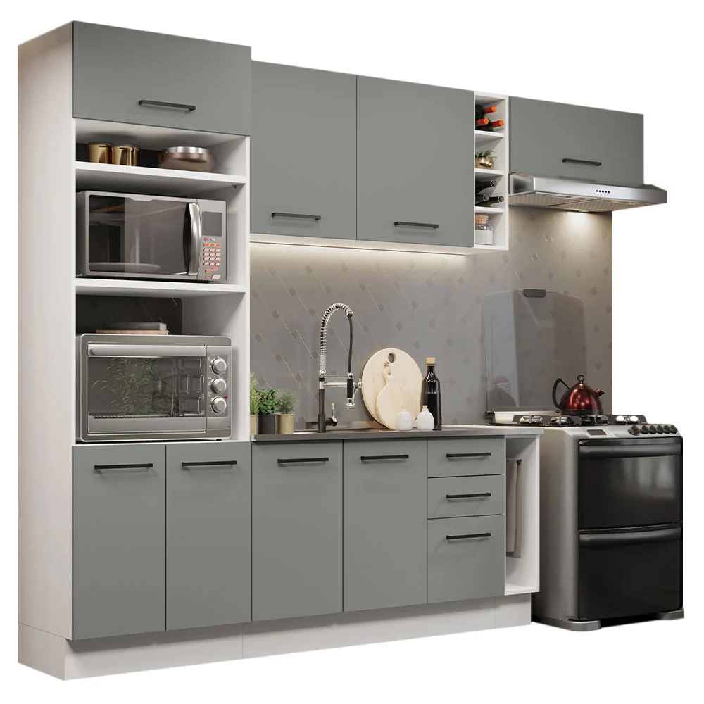 Armário de Cozinha Completa 290cm Branco Cinza Agata Madesa 03 - Image 2
