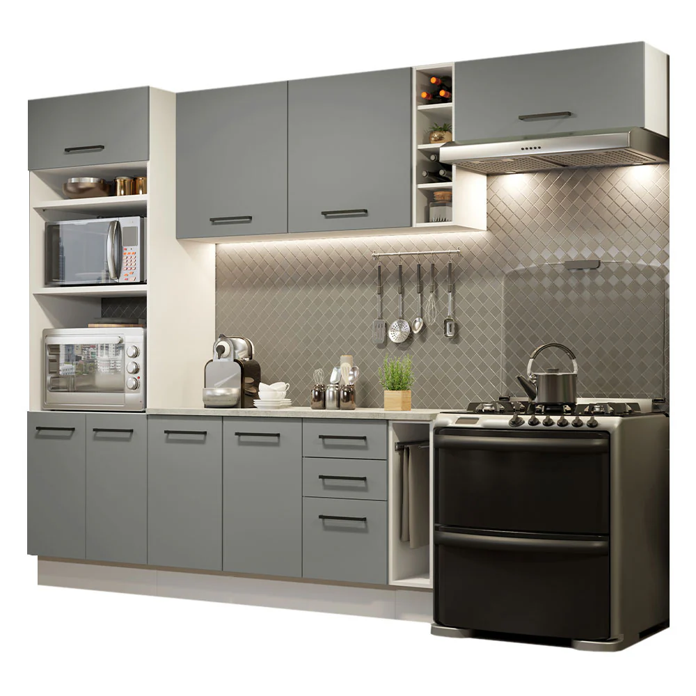 Armário de Cozinha Completa 290cm Branco Cinza Agata Madesa 04 - Image 2